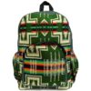 BP-030400646499 Handmade large cushioned backpack bag with Aztec inspired tribal print pattern material and vegan suede in olive green, beige, orange, and multicolored color combination.