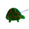 Handmade turtle keychain pouch coin purse with embossed leather, silver keyring, and zipper closure in green.