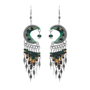 Beaded Crescent Dangle Earrings