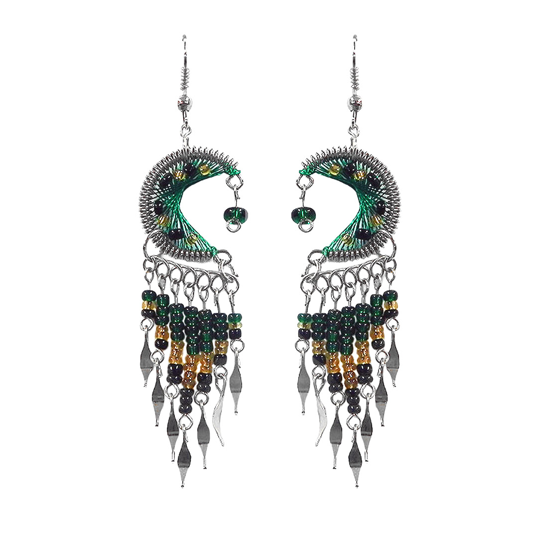 EA-010501043309 Beaded Crescent Dangle Earrings