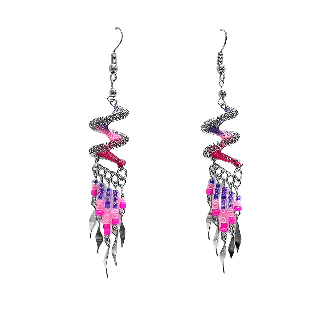 Spiral Beaded Dangle Earrings