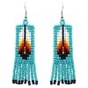 EA-030700350302 Feather Seed Bead Fringe Earrings