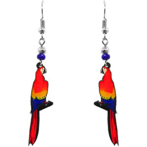 Macaw Parrot Earrings - Red