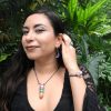 EA-043701060135 PN-011102999099 BR-070801 Mia Jewel Shop: Halloween Bat Earrings Chakra Chip Stone Inlay Orgonite Point Necklace