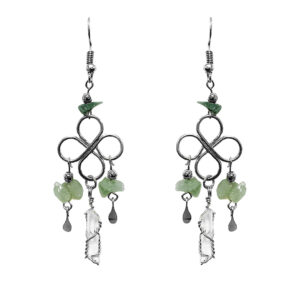 Metal Flower Quartz Crystal Earrings