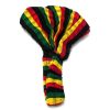 Handmade thick cotton wrap headband with Rasta striped pattern in red, golden yellow, green, and black color combination.