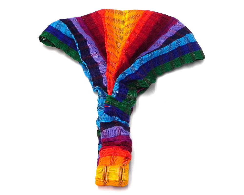 Handmade thick cotton wrap headband with striped pattern in rainbow color combination.