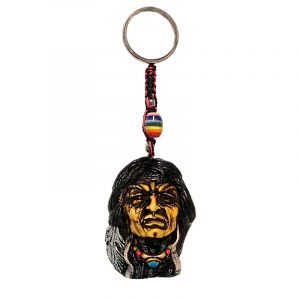 Handmade durepox resin figurine keychain of "Sitting Bull" Native American Indian.