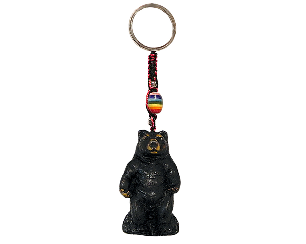 KC-05061102 Handmade durepox resin figurine keychain of a black bear.