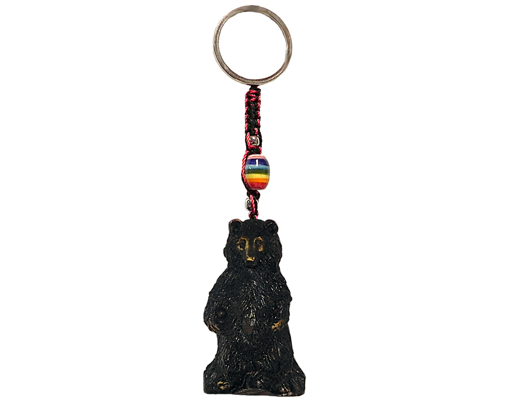 KC-05061104 Handmade durepox resin figurine keychain of a grizzly bear.