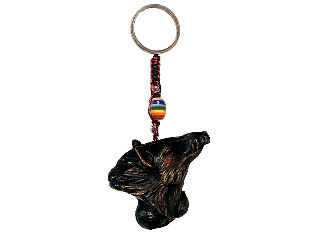 KC-05062201 Handmade durepox resin figurine keychain of a boar head.