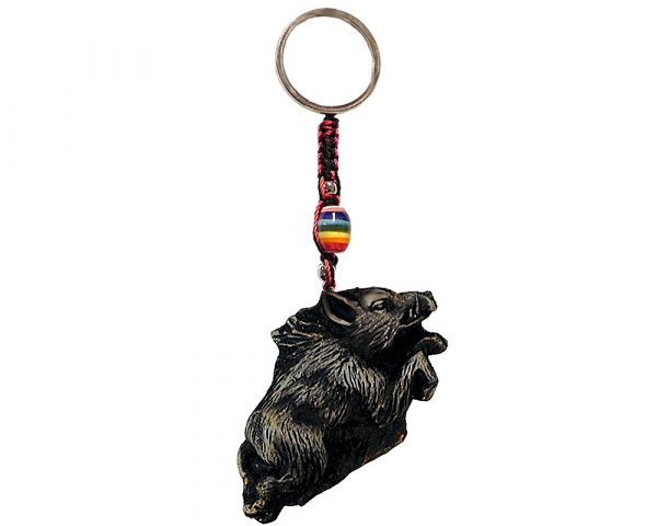 Handmade durepox resin figurine keychain of a boar.