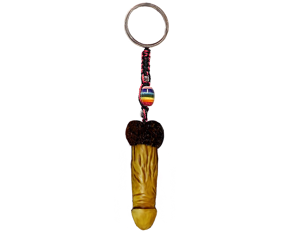 KC-05070401 Handmade durepox resin figurine keychain of a penis in nude beige color.