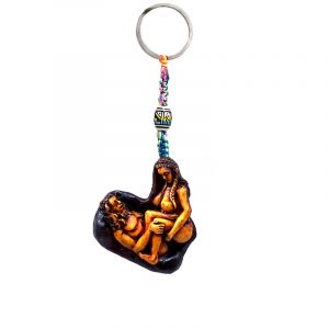 Handmade durepox resin figurine keychain of a man and woman couple in Amazon sex position.