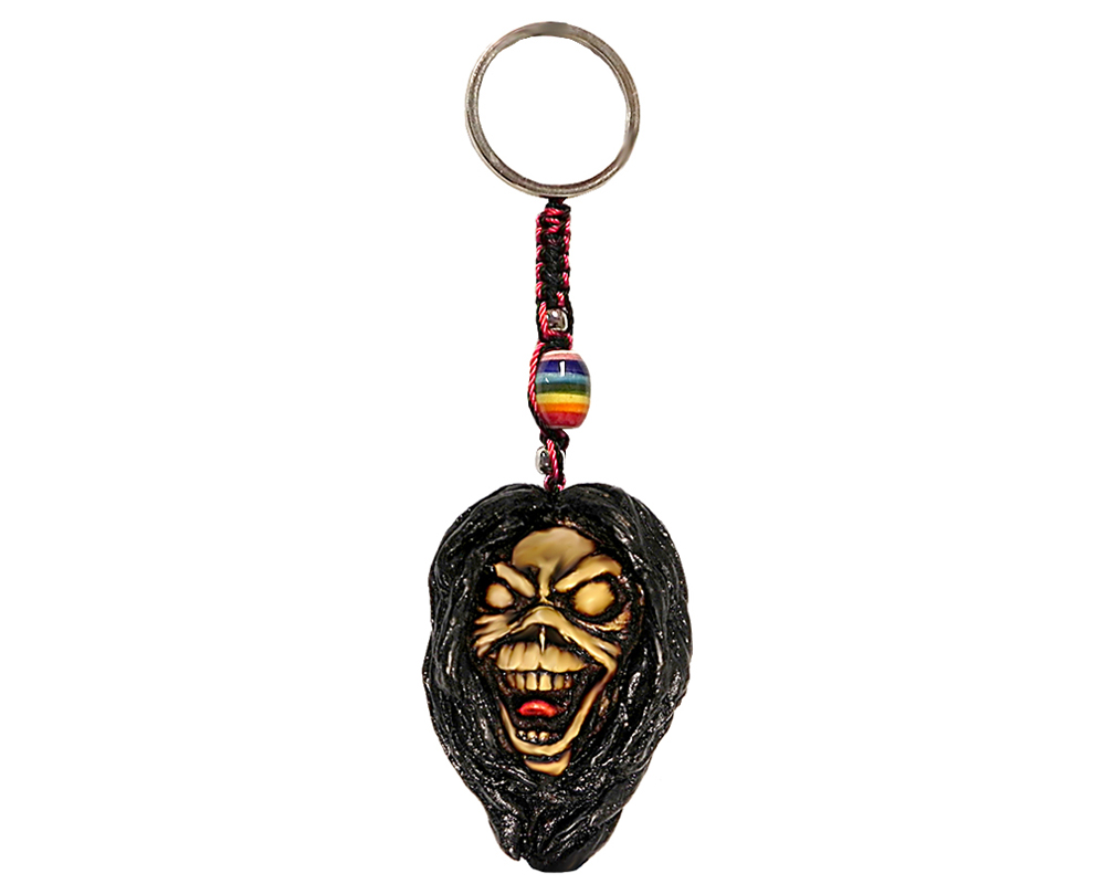 KC-05080703 Handmade durepox resin figurine keychain of Eddie, zombie mascot from metal rock band.