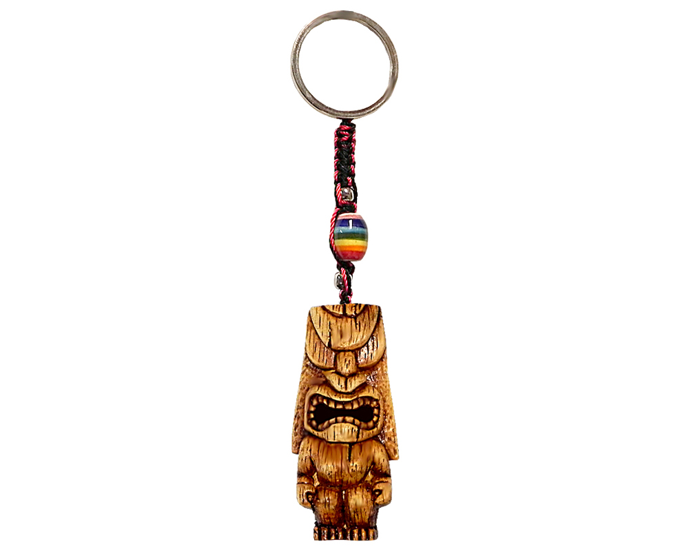 Handmade durepox resin figurine keychain of Lono tiki god totem