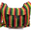 LB-010501010403 Handmade large crossbody hobo purse bag with multicolored striped print pattern material in Rasta colors.