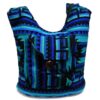 LB-010700052554 Handmade large hobo purse bag with multicolored Aztec inspired tribal print pattern material in blue, navy, turquoise, teal green, and black color combination.