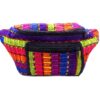 Handmade large thick woven cotton fanny pack bag with multicolored stripes.