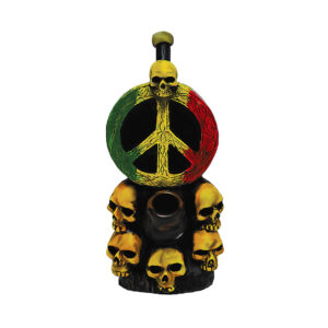 Rasta Peace Skulls Smoking Hand Pipe