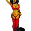 MD-110301 Handcrafted medium-sized tobacco smoking hand pipe of a sexy cowgirl in red outfit.
