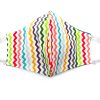 Handmade chevron striped pattern print fabric face mask with 100% cotton and elastic straps in white and multicolored adult size.