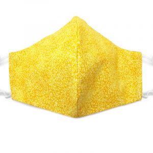 Handmade leaf nature print fabric face mask with 100% cotton and elastic straps in yellow adult size.