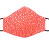 Handmade square pattern print fabric face mask with 100% cotton and elastic straps in peach, salmon pink, and white adult size.