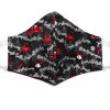 Handmade Christmas pattern print fabric face mask with 100% cotton and elastic straps in gray, white, green and red adult size.