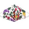 Handmade fruit medley print fabric face mask with 100% cotton and elastic straps in white and multicolored kid/teen size.