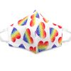Handmade heart pattern print fabric face mask with 100% cotton and elastic straps in white and multicolored kid/teen size.