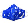 Handmade galaxy print fabric face mask with 100% cotton and elastic straps blue, white, gray kid/teen size.