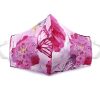 Handmade butterfly print fabric face mask with 100% cotton and elastic straps in light pink mauve, hot pink, and purple floral kid/teen size.