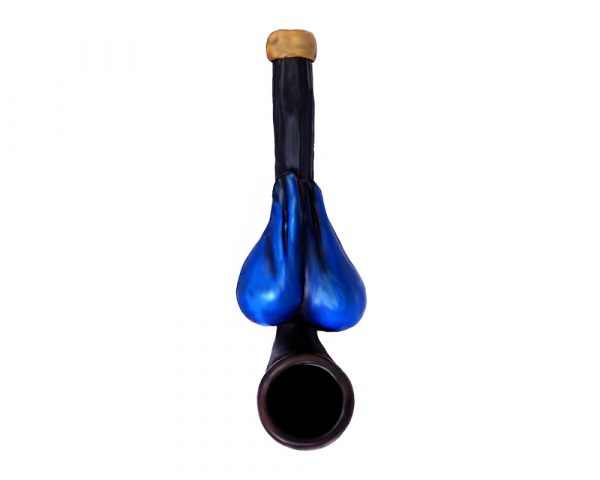 Handcrafted tobacco smoking hand pipe of a blue ball sack in mini size.