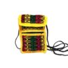 SB-010101030104 Handmade Rasta mini smartphone bag with multicolored woven cotton, hook-and-loop closure, outer zipper pocket, and strap in yellow.