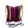 SB-020601990999-2 Handmade small woven cotton square purse with multicolored stripes and fringe.
