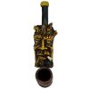 SP-020404 Handcrafted tobacco smoking hand pipe of a smoking brown tree man face in small size.