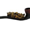SP-020404-2 Handcrafted tobacco smoking hand pipe of a smoking brown tree man face in small size.