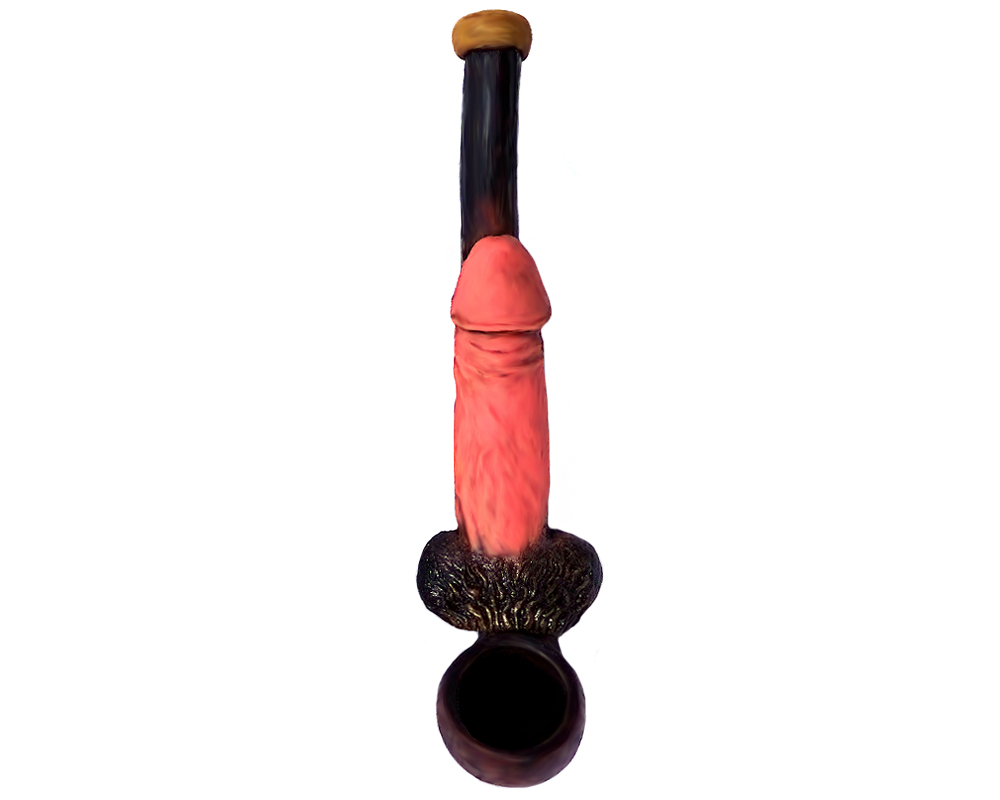 SP-070405 Handcrafted tobacco smoking hand pipe of a pink penis in small size.