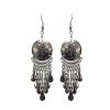 EA-070102909090 Cannabis Leaf Silver Dangle Earrings