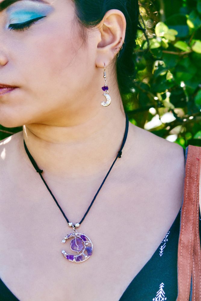 Mia Jewel Shop: Crescent Moon Star Charm Chip Stone Earrings
