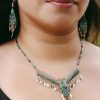 Mia Jewel Shop: Teardrop Stone Long Beaded Dangle Fringe Necklace and Earrings Jewelry Set