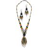 Mia Jewel Shop: Rasta Teardrop Stone Long Beaded Diamond Dangle Multi Strand Necklace and Earrings Jewelry Set