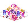 Mia Jewel Shop: Handmade Day of the Dead sugar skull floral pattern print fabric face mask with 100% cotton and elastic straps in white and multicolored kid/teen size.
