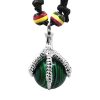 PN-011003049024 Handmade round-shaped tumbled gemstone crystal ball pendant with silver metal dragon claw on adjustable necklace in green malachite.