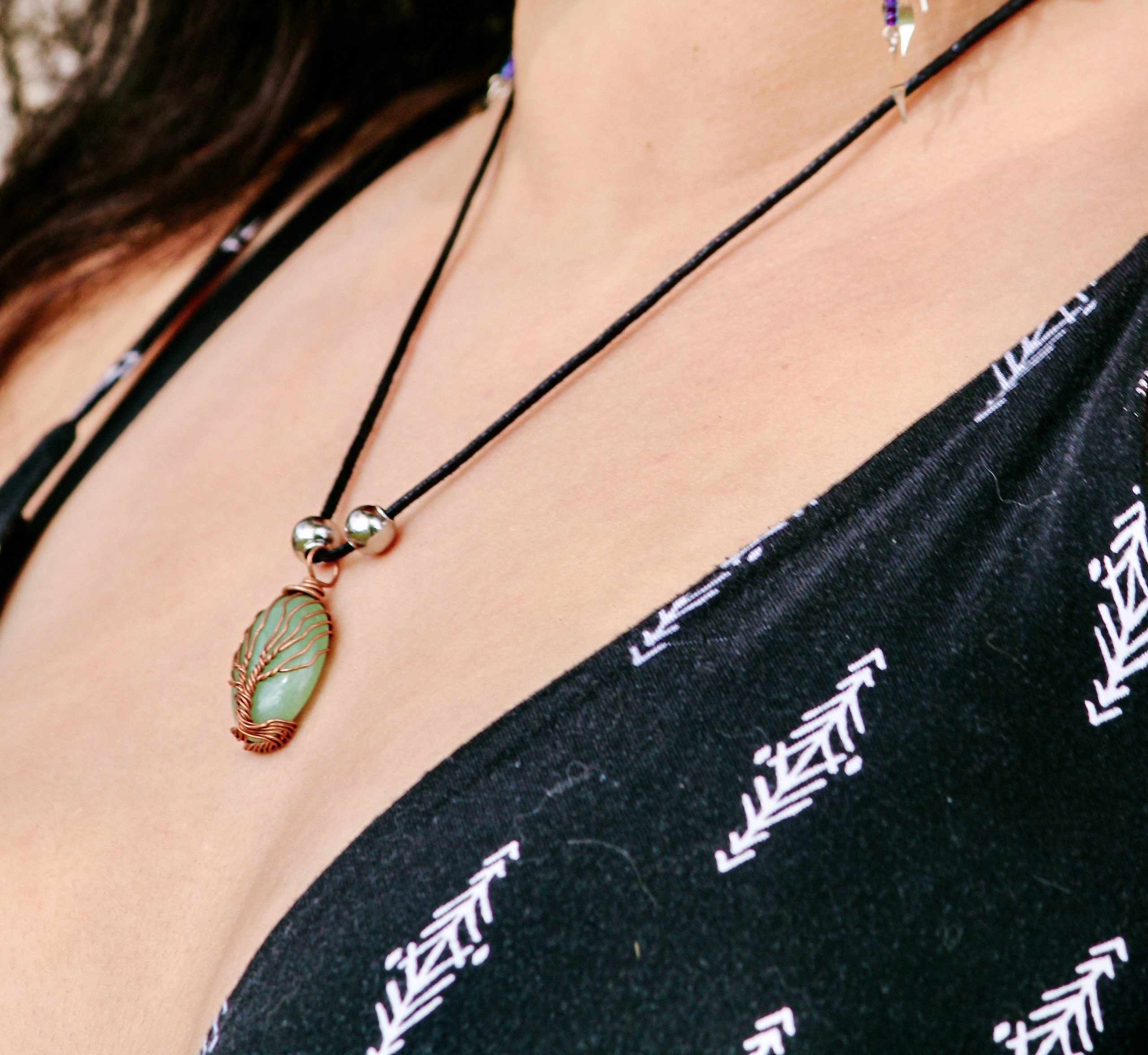 Mia Jewel Shop: Wire Wrapped Tree of Life Oval Stone Necklace