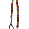 PA-020101013399 Pet dog leash with Aztec inspired tribal print pattern in red, golden yellow, orange, turquoise, teal, and black color combination.