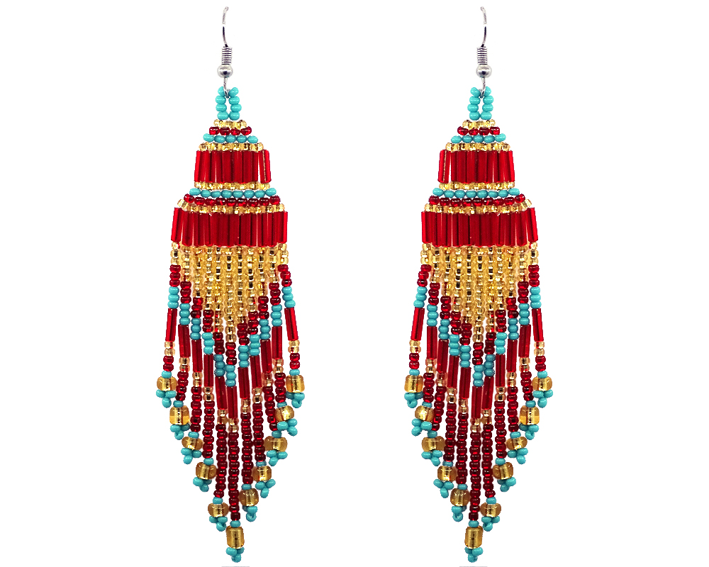 Extra Long Seed Bead Fringe Earrings