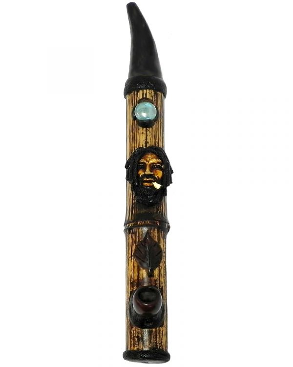 Handcrafted tobacco smoking natural bamboo wooden peace pipe of smoking Bob.