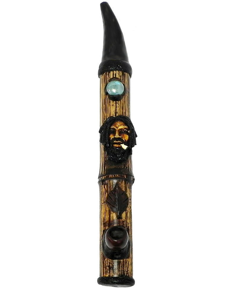 Handcrafted tobacco smoking natural bamboo wooden peace pipe of smoking Bob.